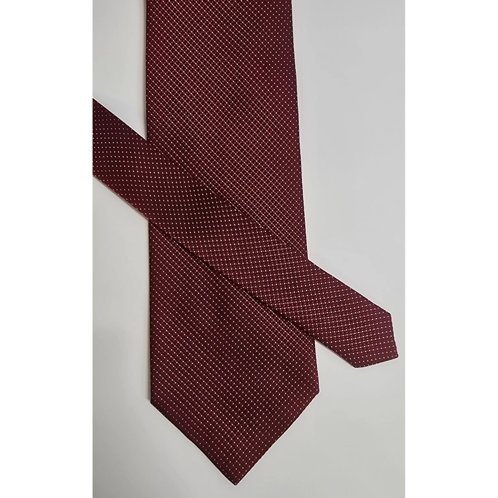 Daniel De Fasson Necktie Mens Burgundy Geometric 100% Silk Business Formal Wear